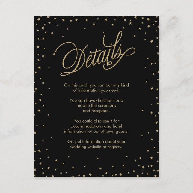 Carte Mariage noir Gold Stars (Devant)