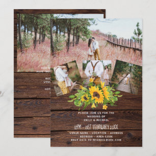 Carte Mariage occidental rustique tournesols photo Colla