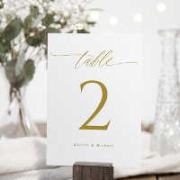 Mariage Or moderne Élégant Double Table Numéros