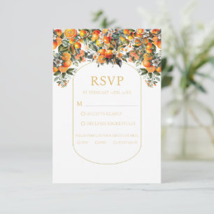 Carte Mariage Orange été Rsvp avec choix de repas