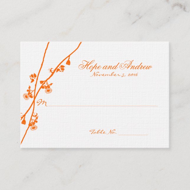 Carte Mariage Orange Wild Flower Branche (Devant)