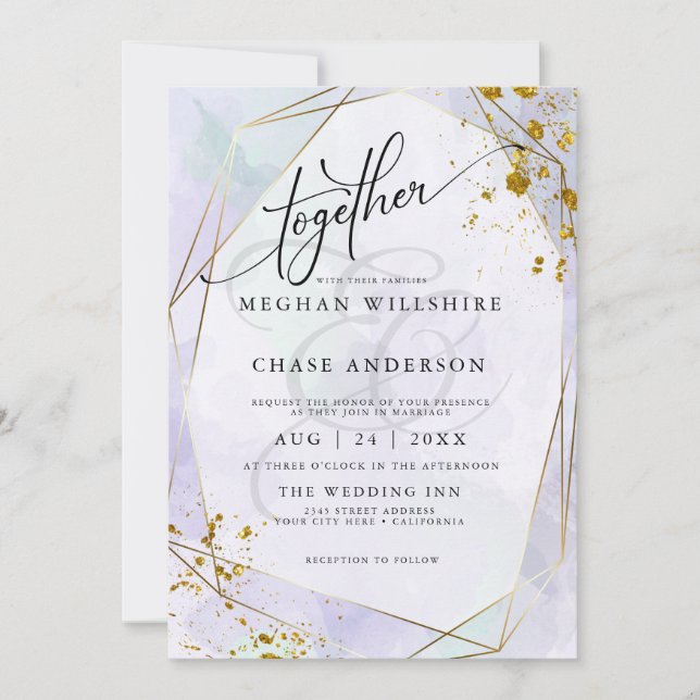 Carte MARIAGE | Pale Lilac Seafoam Green Gold Jaspé (Devant)