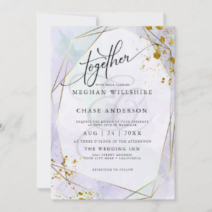 Carte MARIAGE   Pale Lilac Seafoam Green Gold Jaspé