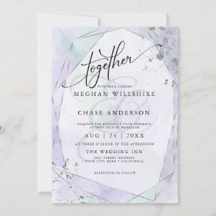 Carte MARIAGE Pale Lilac Seafoam Green Silver Jaspé
