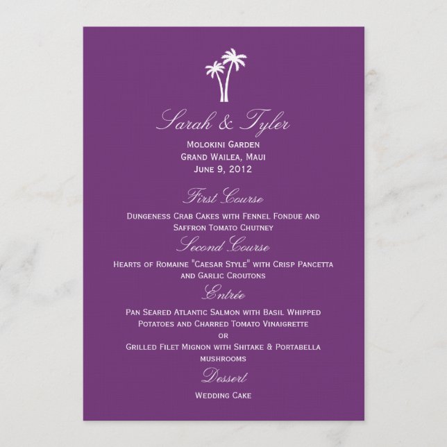 Carte Mariage Palm Trees - Violet (Devant)