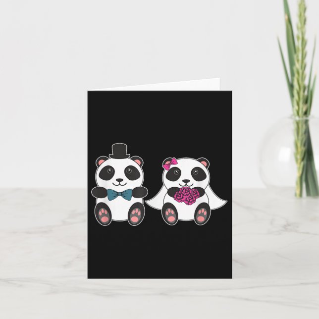 Carte Mariage Panda Épouse mariée mariée lune de miel ma (Devant)