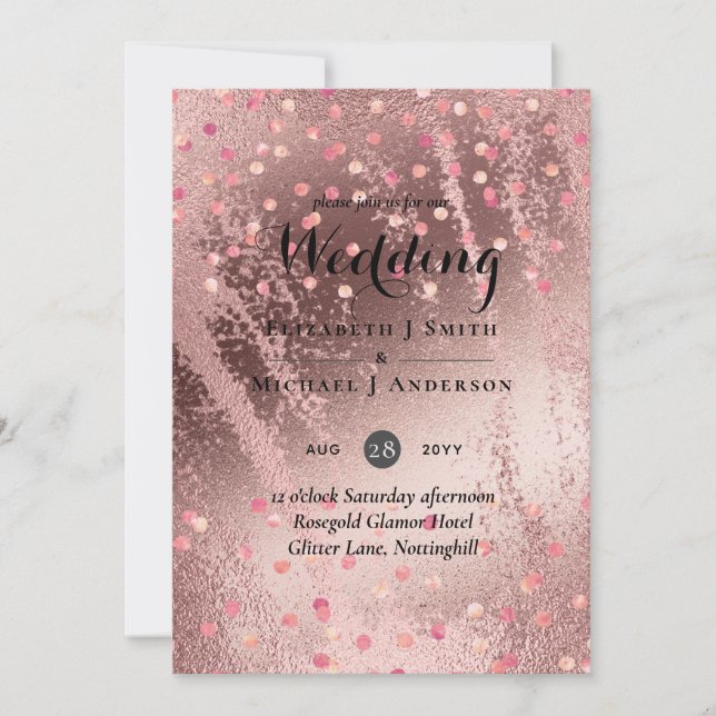 Carte Mariage pas cher tendance or rose moderne (Devant)
