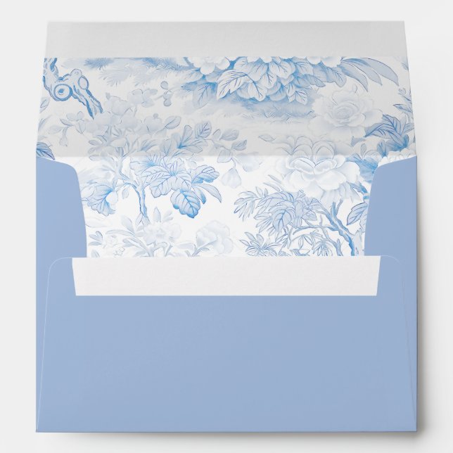 Carte mariage Pastel bleu chinoiserie Enveloppe (Dos (Bas))