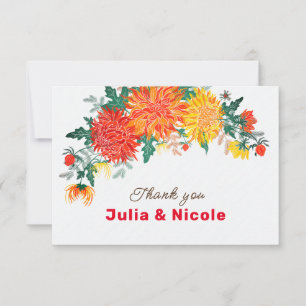 Carte Mariage Pastel Orange Yellow Spring Dahlia Fleurs