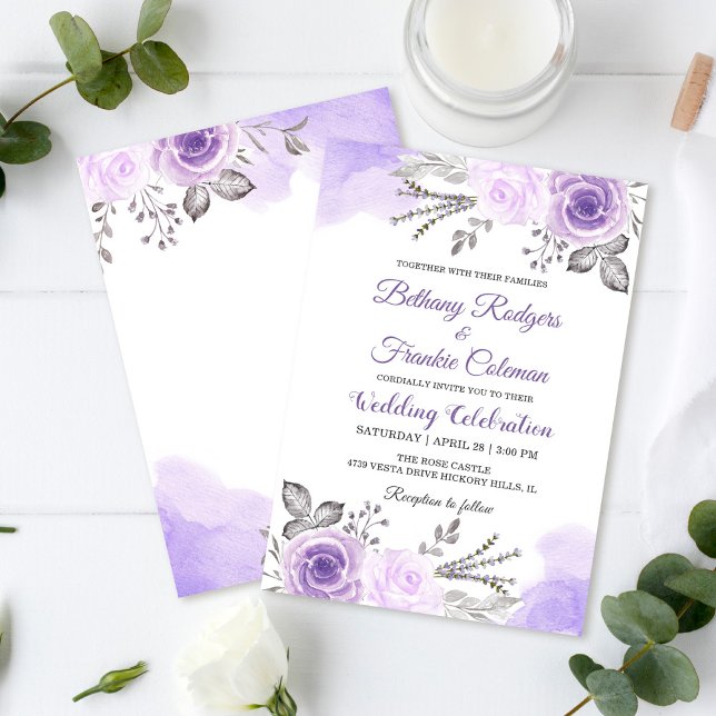 Carte Mariage Pastel Purple Floral Chic (Créateur téléchargé)