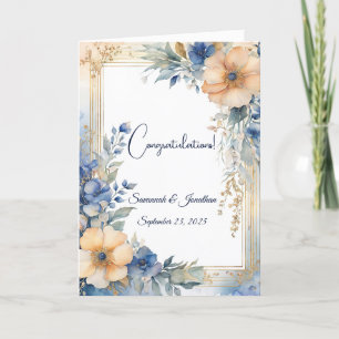 Carte Mariage personnalisé Chic Blue Peach