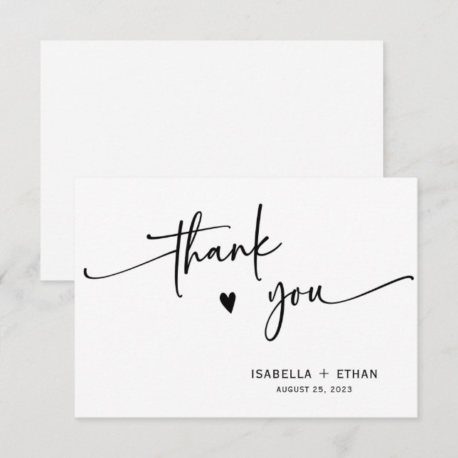 Carte Mariage personnalisé minimaliste (Devant / Derrière)