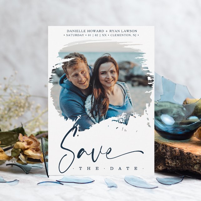 Carte Mariage photo à effet brosse moderne (Créateur téléchargé)