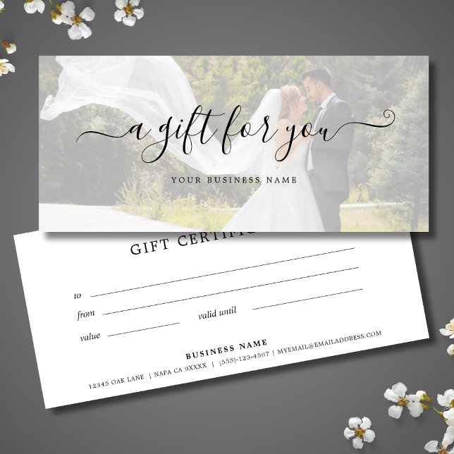 Carte Mariage Photo Business Cadeau Certificat Élégant (Photo Business Gift Certificate)