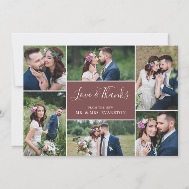 Carte Mariage photo Collage Merci plat| Brick (Devant)