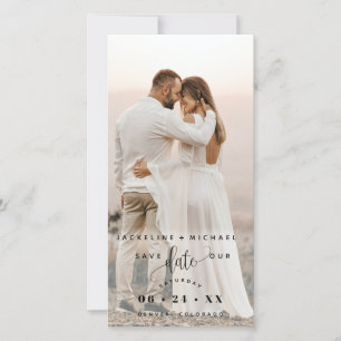 Carte Mariage photo et script Enregistrer le Signet date
