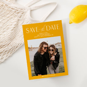 Carte Mariage photo jaune moderne Enregistrer la date