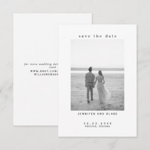 Carte Mariage photo minimaliste B/W Enregistrer la date