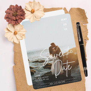 Carte Mariage photo moderne élégant Enregistrer la date