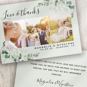 Carte Mariage photo Sage Green Eucalyptus Merci
