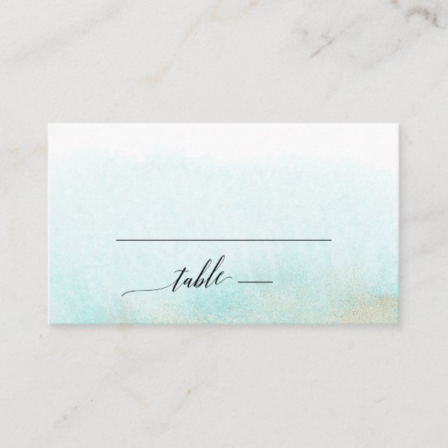 Carte Mariage plat Aqua et Gold Watercolor (Devant)