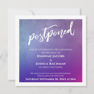 Carte Mariage Postponte violet, rose et bleu Ombre