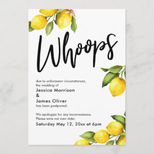 Carte Mariage reportée Oops Watercolor Lemons