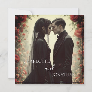 Carte Mariage romantique dans l'élégance noire
