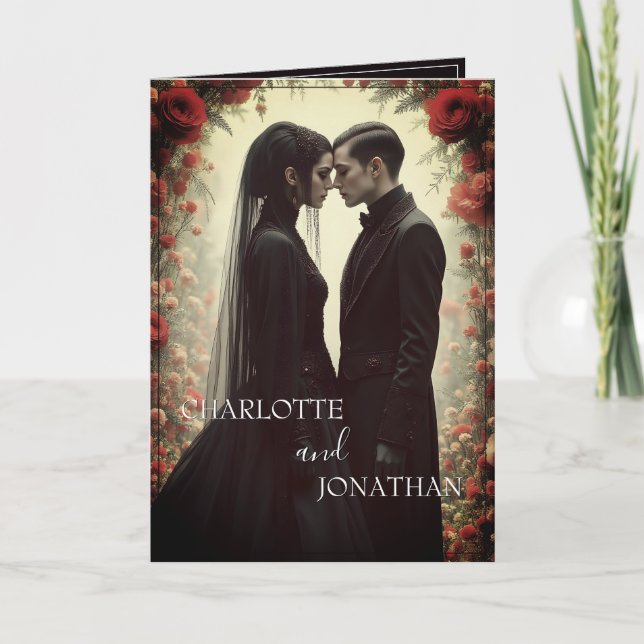 Carte Mariage romantique dans l'élégance noire (Devant)
