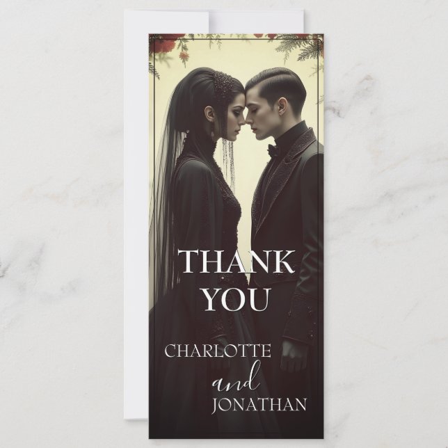 Carte Mariage romantique dans l'élégance noire (Devant)