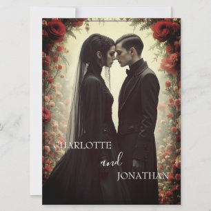 Carte Mariage romantique dans l'élégance noire