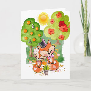 Carte mariage romantique des forêts de renards d'été
