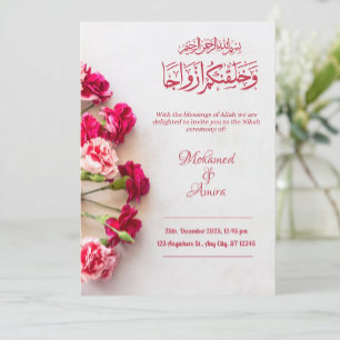 Carte Mariage romantique rouge floral