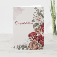 Mariage Rouge Bronze Blanc Roses Félicitations