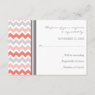 Carte Mariage RSVP Chevron Coral gris