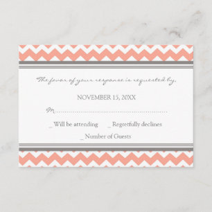Carte Mariage RSVP Chevron Coral gris