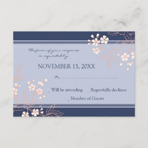 Carte Mariage RSVP Coral Blue Floral