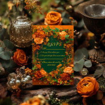 Carte Mariage RSVP Floral Automne Enchantant