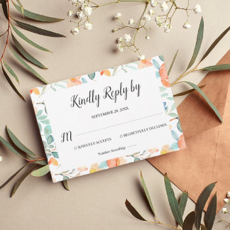 Carte Mariage RSVP florale colorée