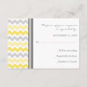 Carte Mariage RSVP gris-jaune Chevron