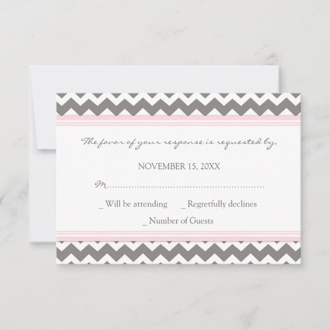 Carte Mariage RSVP Gris Rose (Devant)