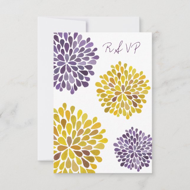 Carte Mariage RSVP Purple Yellow Floroms (Devant)