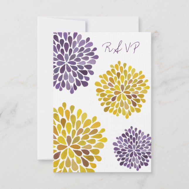 Carte Mariage RSVP Purple Yellow Floroms (Devant)