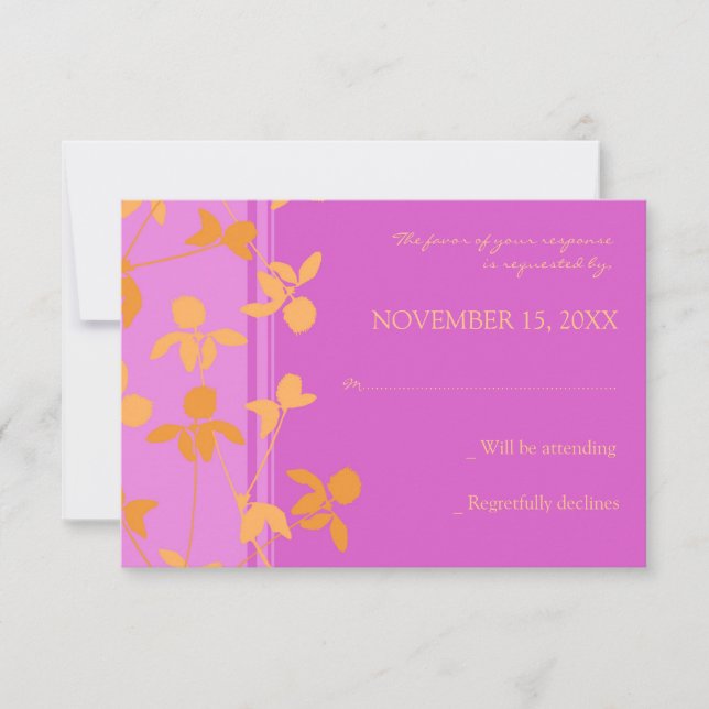 Carte Mariage RSVP rose orange (Devant)