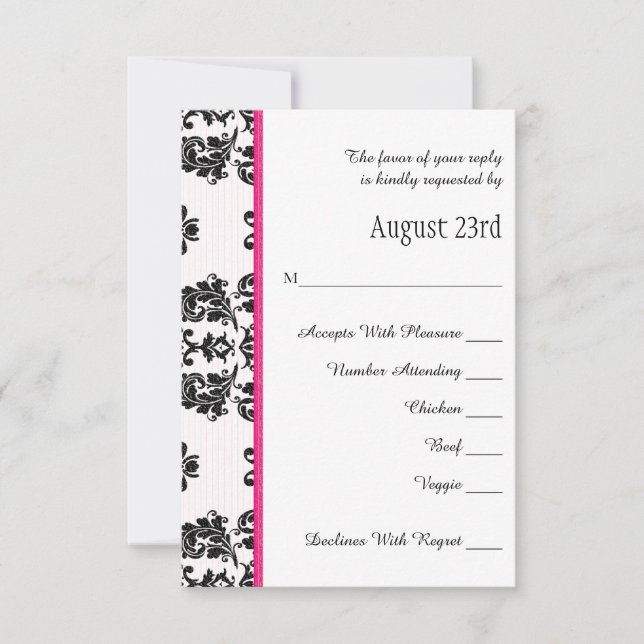 Carte Mariage RSVP Tour Eiffel Parisienne Rose Cha (Devant)