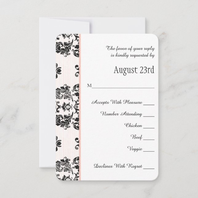 Carte Mariage RSVP Tour Eiffel rose (Devant)