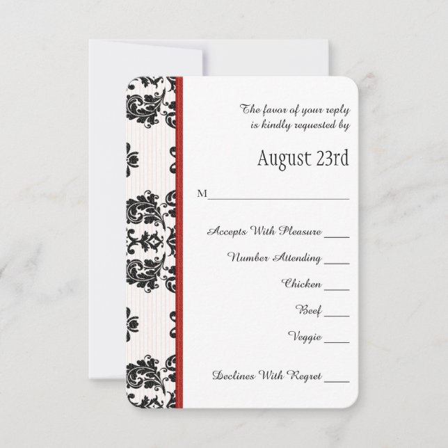 Carte Mariage RSVP Tour Eiffel Rouge Parisien (Devant)