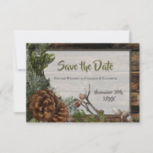 Carte Mariage Rustique en Forêt Bois foncé Branche de Sa