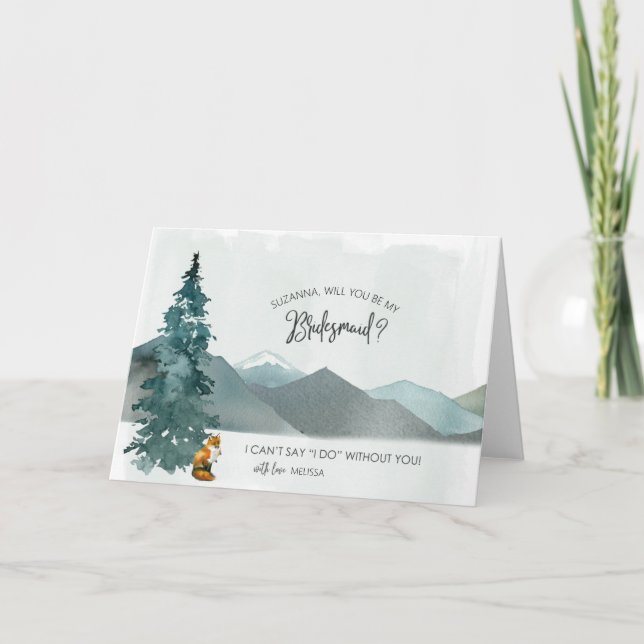 Carte Mariage Rustique en Forêt Veux-Tu Être Ma Demoisel (Devant)