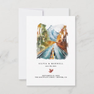 Carte Mariage rustique en montagne d'automne Sauvez la d